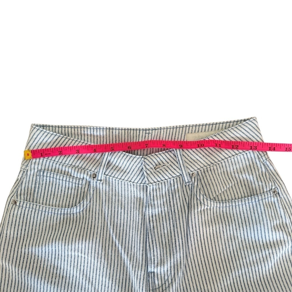Zara Striped Straight Leg Pants - White and Blue - Picture 3 of 7